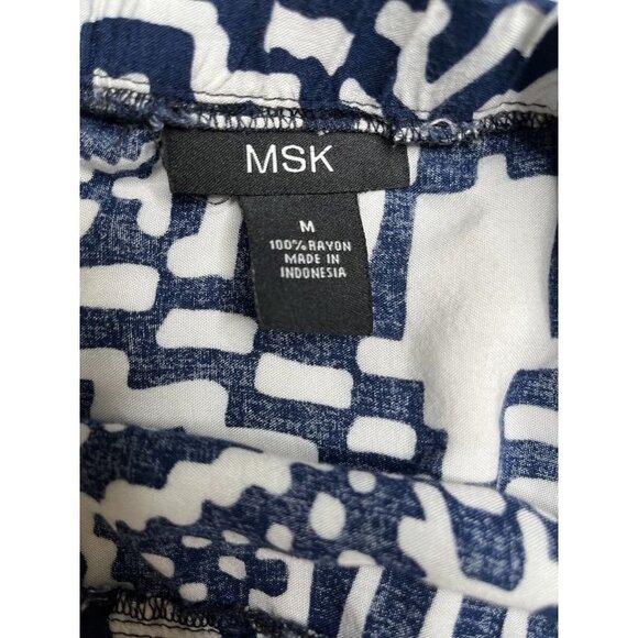 MSK Halter Strapless Jumpsuit Romper Medium Navy Orange Abstract Lightweight - Picture 10 of 10